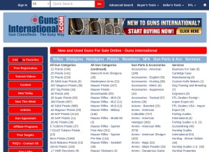 How gunsinternational.com looks like on a tablet such as an iPad.