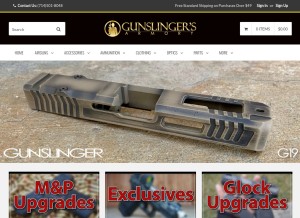 How gunslingersarmory.com looks like on a tablet such as an iPad.