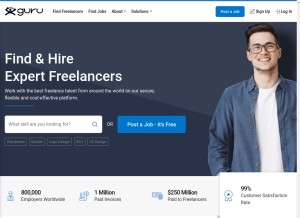 How guru.com looks like on a tablet such as an iPad.