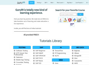 How guru99.com looks like on a tablet such as an iPad.