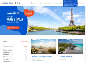 How gurudeviaje.com looks like on a tablet such as an iPad.