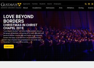 How gustavus.edu looks like on a tablet such as an iPad.