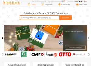 How gutscheine.de looks like on a tablet such as an iPad.