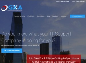 How gxanetworks.com looks like on a tablet such as an iPad.