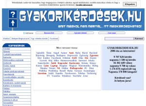 How gyakorikerdesek.hu looks like on a tablet such as an iPad.