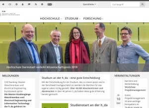 How h-da.de looks like on a tablet such as an iPad.