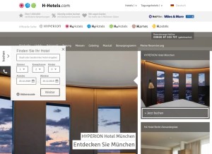 How h-hotels.com looks like on a tablet such as an iPad.