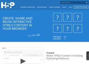 How h5p.org looks like on a tablet such as an iPad.