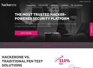 How hackerone.com looks like on a tablet such as an iPad.