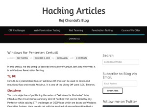 How hackingarticles.in looks like on a tablet such as an iPad.