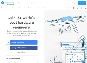 How hackster.io looks like on a tablet such as an iPad.