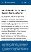 How haendlerbund.de looks like on a mobile device such as an iPhone.