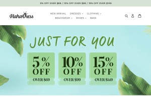 How hahadress.com looks like on a tablet such as an iPad.