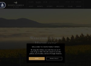 How hahnfamilywines.com looks like on a tablet such as an iPad.
