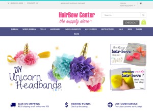 How hairbowcenter.com looks like on a tablet such as an iPad.
