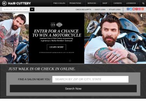 How haircuttery.com looks like on a tablet such as an iPad.