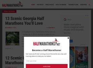 How halfmarathons.net looks like on a tablet such as an iPad.
