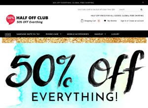 How halfoff.club looks like on a tablet such as an iPad.