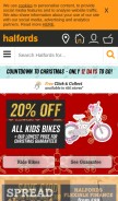 How halfords.com looks like on a mobile device such as an iPhone.
