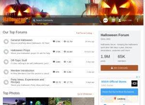 How halloweenforum.com looks like on a tablet such as an iPad.