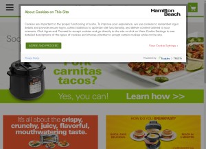 How hamiltonbeach.com looks like on a tablet such as an iPad.