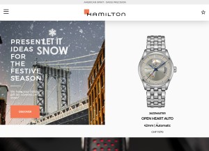 How hamiltonwatch.com looks like on a tablet such as an iPad.