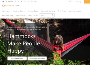 How hammocktown.com looks like on a tablet such as an iPad.