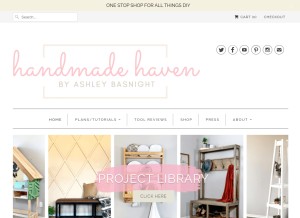 How handmade-haven.com looks like on a tablet such as an iPad.