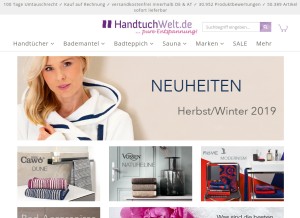 How handtuch-welt.de looks like on a tablet such as an iPad.