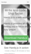 How handyjs.org looks like on a mobile device such as an iPhone.