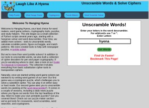 How hanginghyena.com looks like on a tablet such as an iPad.