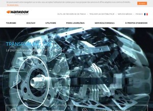 How hankooktire.com looks like on a tablet such as an iPad.