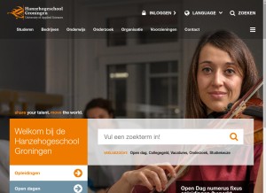 How hanze.nl looks like on a tablet such as an iPad.