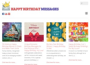 How happybirthdaymsg.com looks like on a tablet such as an iPad.
