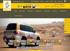 How happydesertsafari.com looks like on a tablet such as an iPad.