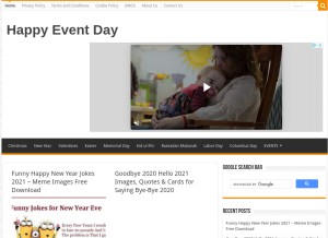 How happyeventday.com looks like on a tablet such as an iPad.