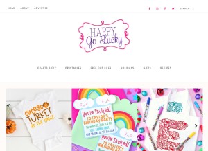 How happygoluckyblog.com looks like on a tablet such as an iPad.