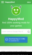 How happymod.com looks like on a mobile device such as an iPhone.