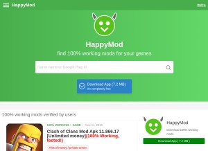 How happymod.com looks like on a tablet such as an iPad.