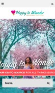 How happytowander.com looks like on a mobile device such as an iPhone.