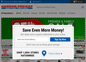 How harborfreight.com looks like on a tablet such as an iPad.
