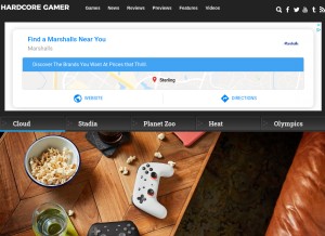 How hardcoregamer.com looks like on a tablet such as an iPad.