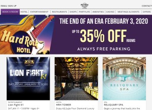 How hardrockhotel.com looks like on a tablet such as an iPad.