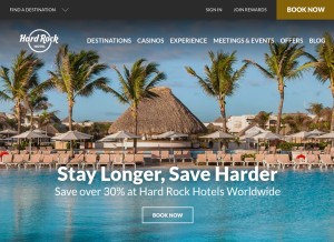 How hardrockhotels.com looks like on a tablet such as an iPad.