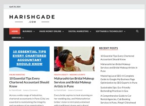 How harishgade.com looks like on a tablet such as an iPad.