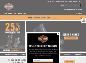 How harley-davidsonfootwear.com looks like on a tablet such as an iPad.