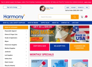 How harmonycr.com looks like on a tablet such as an iPad.