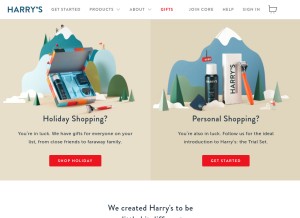 How harrys.com looks like on a tablet such as an iPad.