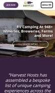 How harvesthosts.com looks like on a mobile device such as an iPhone.