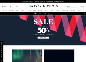 How harveynichols.com looks like on a tablet such as an iPad.